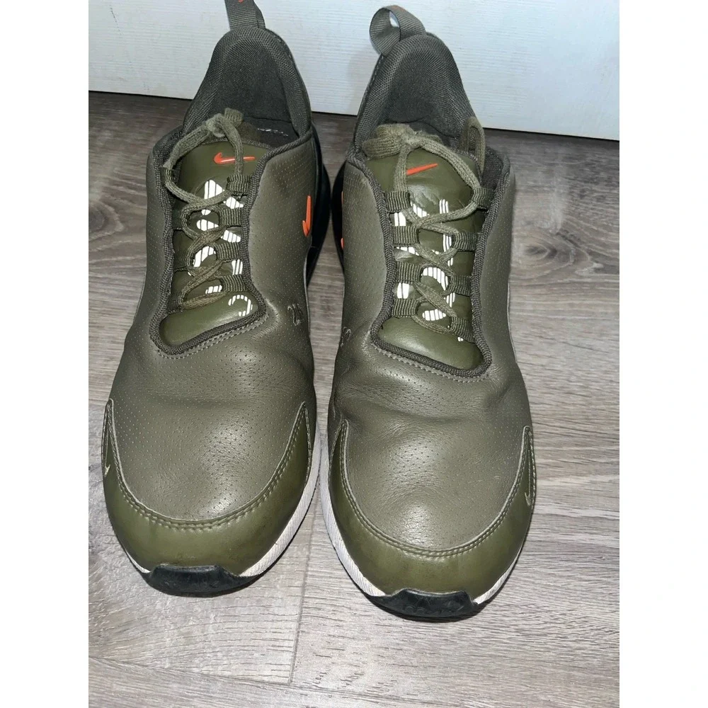 Nike Air Max 270 Premium Leather Olive Green Orange Shoe Sneakers Men's Sz 10.5